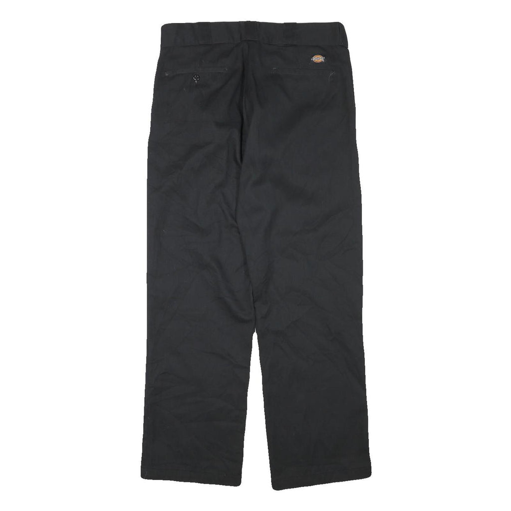 DICKIES Mens Cotton Blend Black Regular Straight Trousers W31 L29 Workwear Zip