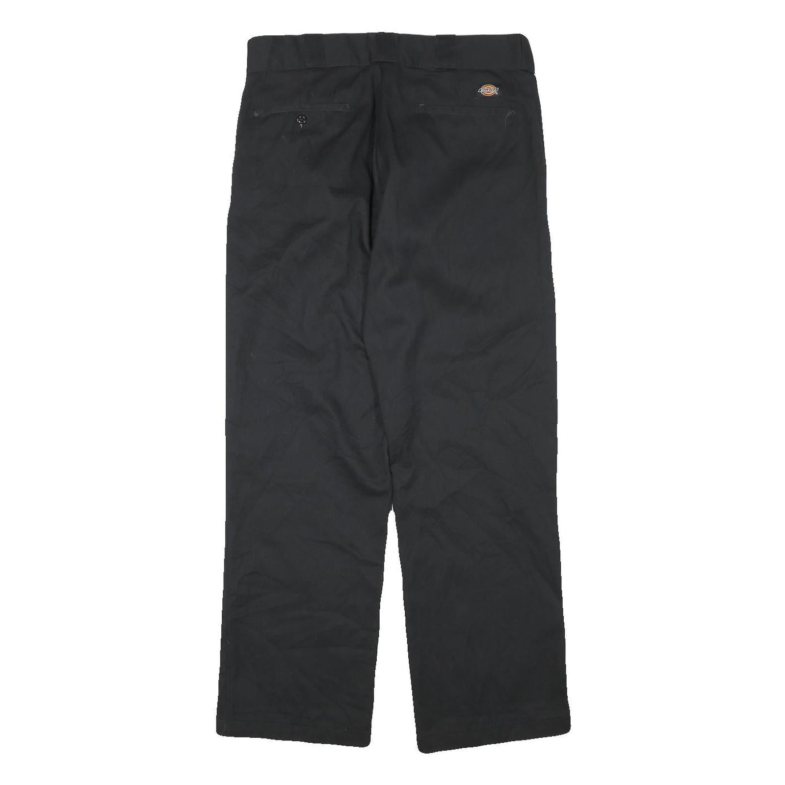 DICKIES Mens Cotton Blend Black Regular Straight Trousers W31 L29 Workwear Zip