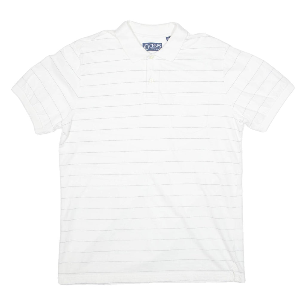 CHAPS Mens Polo Shirt White Striped L