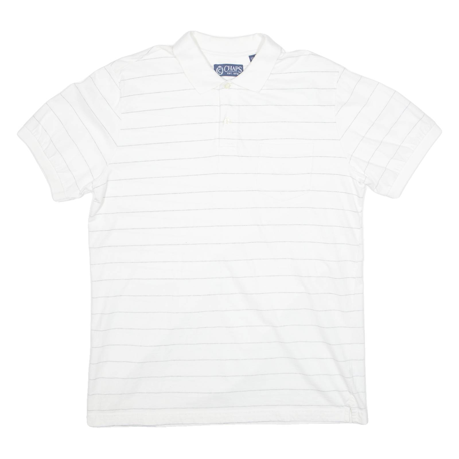CHAPS Mens Polo Shirt White Striped L