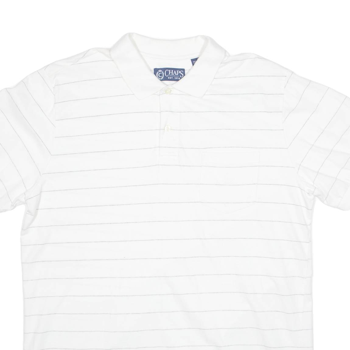 CHAPS Mens Polo Shirt White Striped L