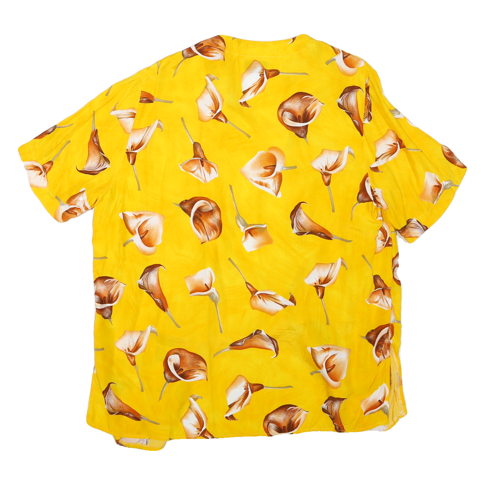 LIFE STYLE Womens Yellow & Brown Printed Vintage Button Shirt Short Sleeve L