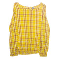 MULTIBLU Womens Printed Blouse Yellow Long Sleeve Plaid M