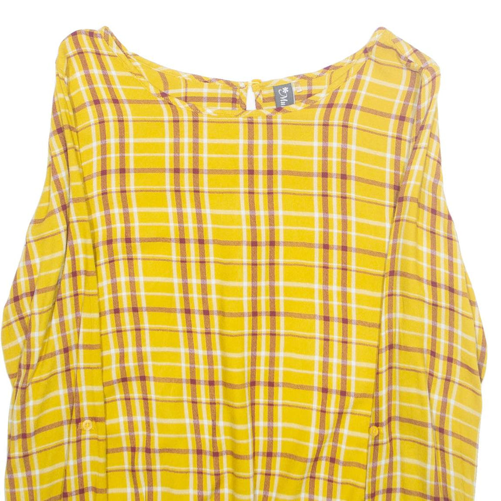 MULTIBLU Womens Printed Blouse Yellow Long Sleeve Plaid M