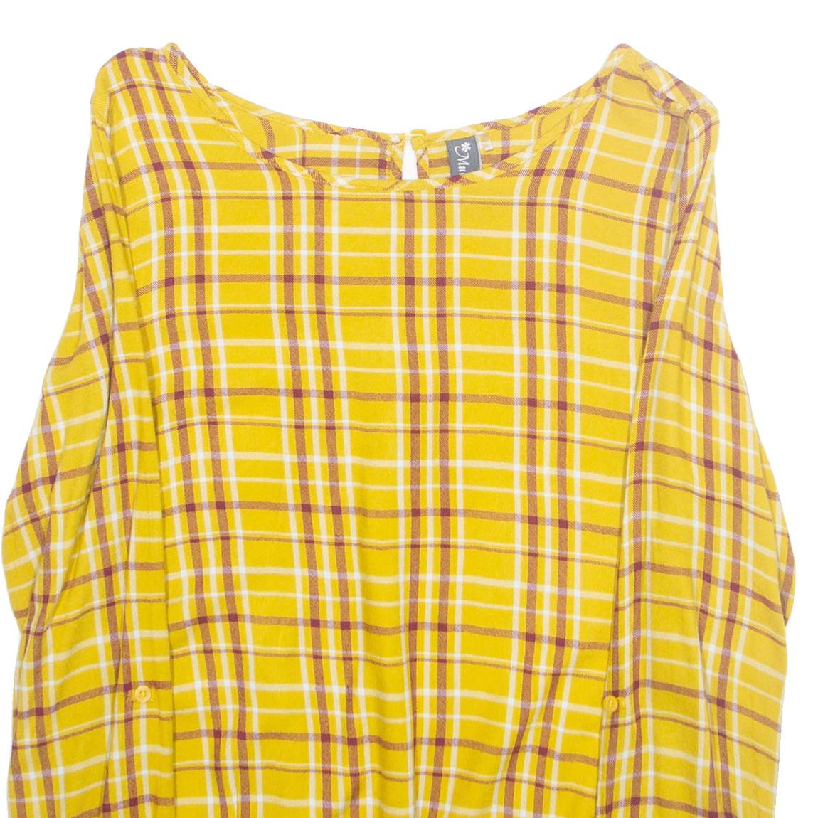 MULTIBLU Womens Printed Blouse Yellow Long Sleeve Plaid M