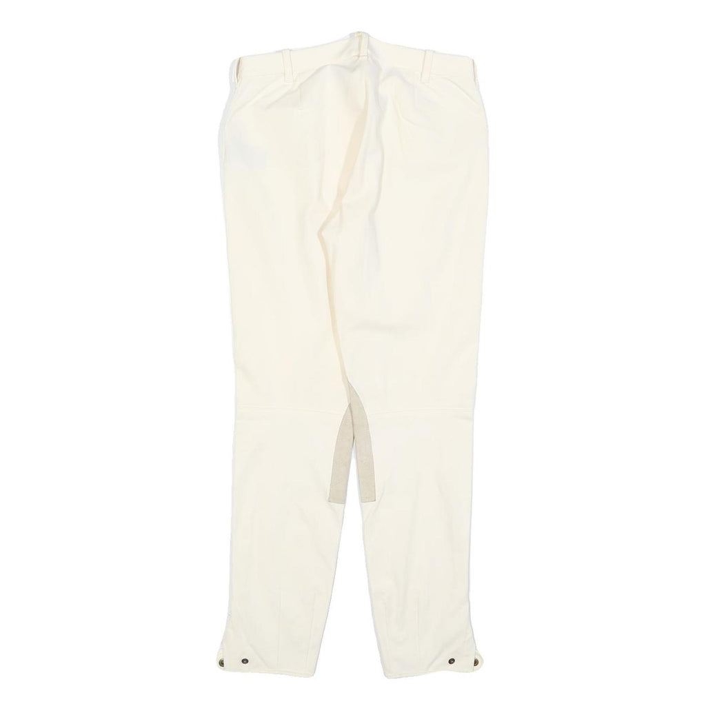 RALPH LAUREN Womens Cotton Blend White Slim Straight Trousers W28 L28 Zip
