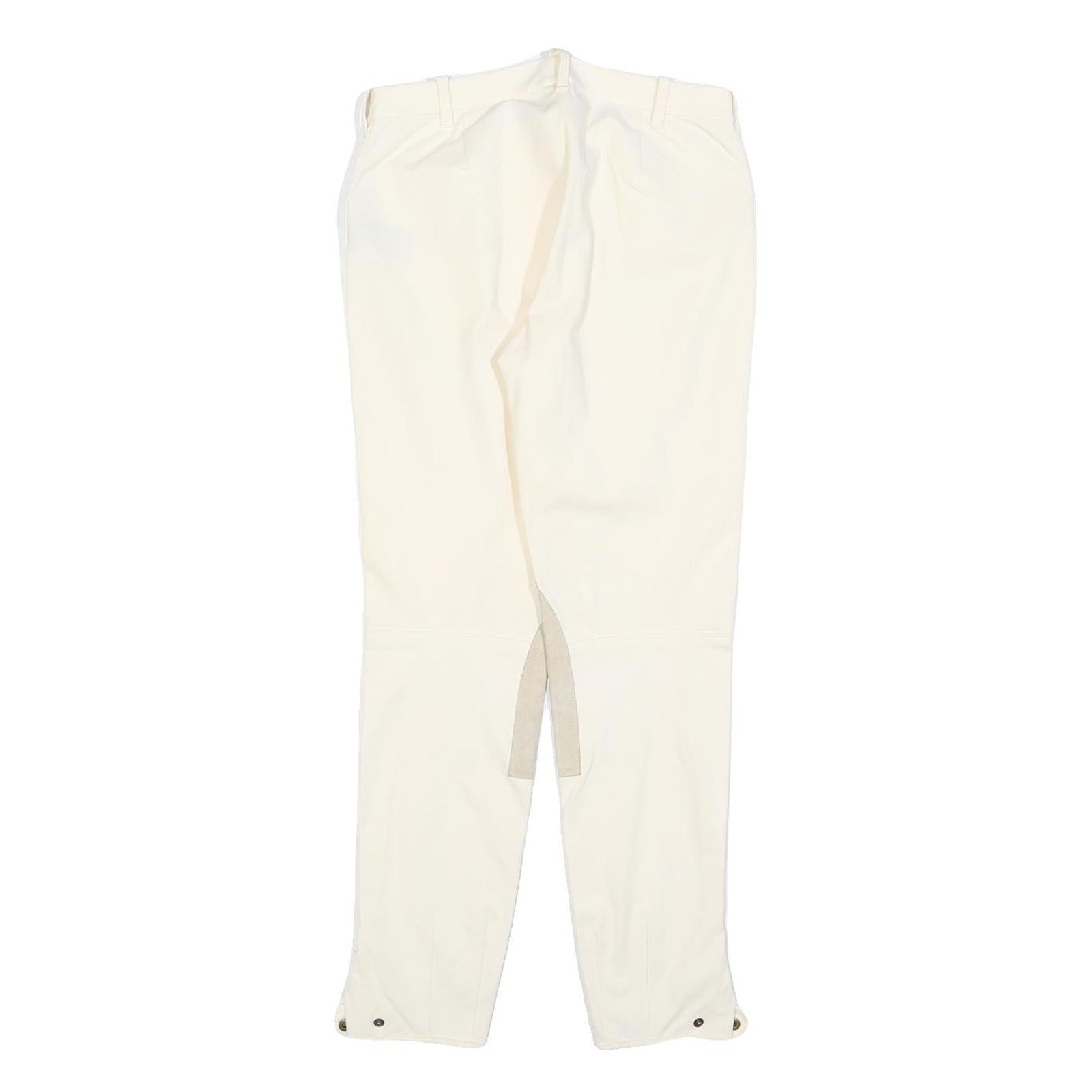 RALPH LAUREN Womens Cotton Blend White Slim Straight Trousers W28 L28 Zip