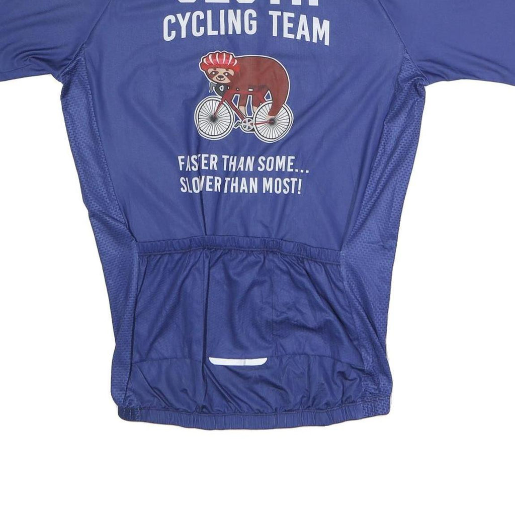 Mens Blue Sloth Cycling Team Zip Front Short Sleeve Jersey L Casual Sportswear