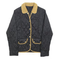 BARBOUR Womens Black Quilted Jacket UK 8 Polyester Button Closure Cord Collar
