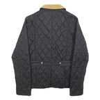 BARBOUR Womens Black Quilted Jacket UK 8 Polyester Button Closure Cord Collar