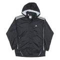 ADIDAS Mens Black White Hooded Zip Jacket L Polyester Blend Track Sports