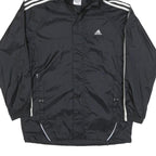ADIDAS Mens Black White Hooded Zip Jacket L Polyester Blend Track Sports