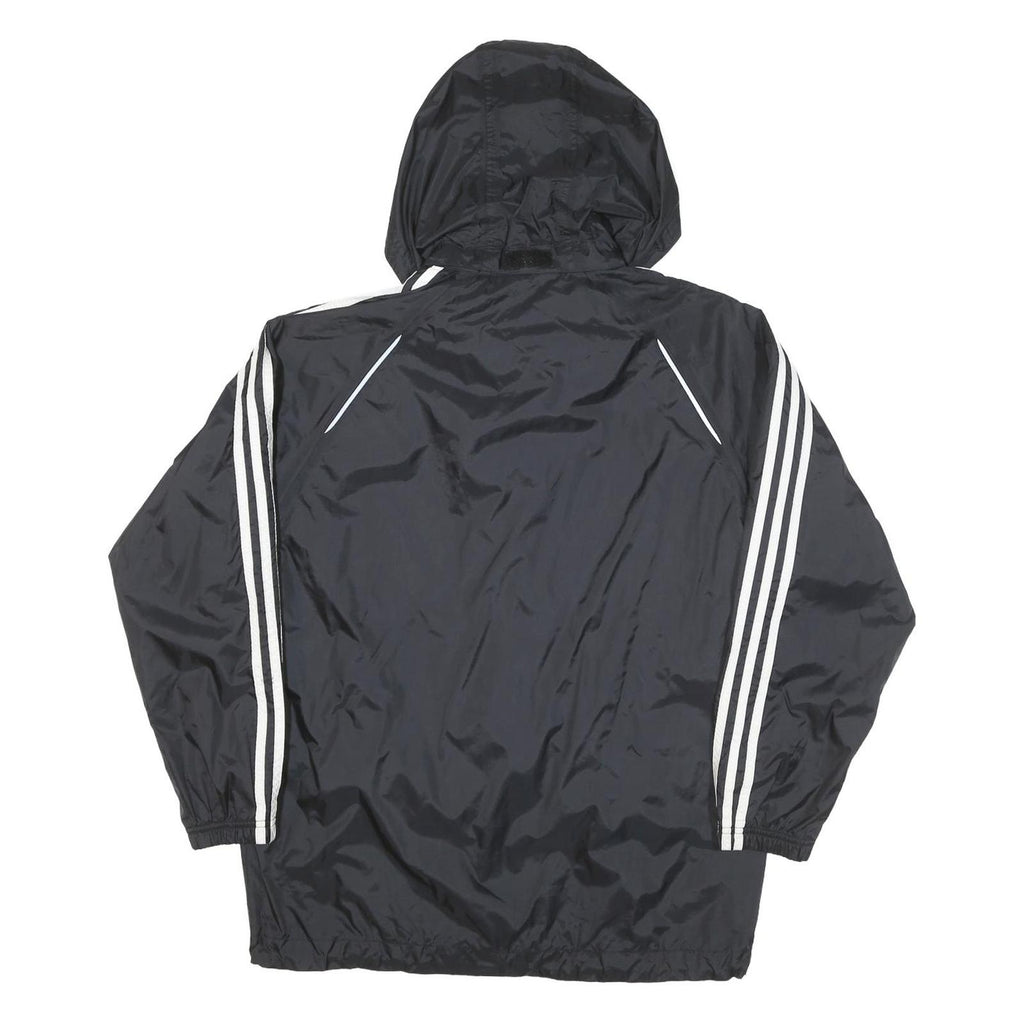 ADIDAS Mens Black White Hooded Zip Jacket L Polyester Blend Track Sports