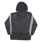 ADIDAS Mens Black White Hooded Zip Jacket L Polyester Blend Track Sports