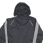ADIDAS Mens Black White Hooded Zip Jacket L Polyester Blend Track Sports