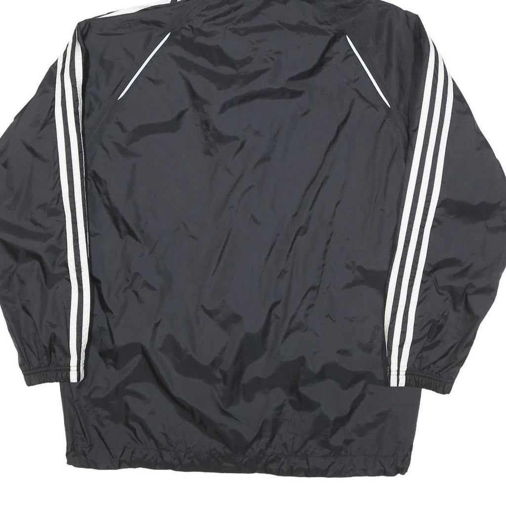 ADIDAS Mens Black White Hooded Zip Jacket L Polyester Blend Track Sports