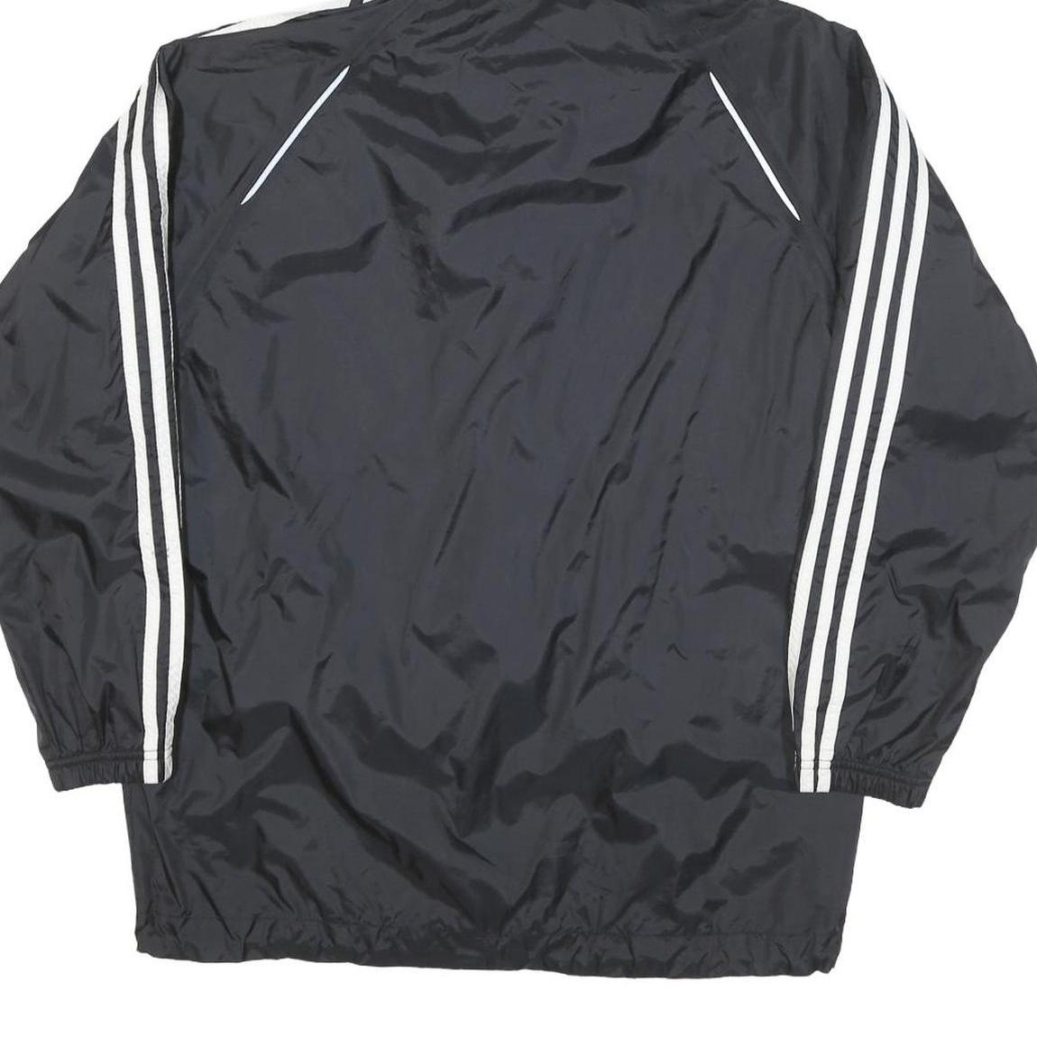 ADIDAS Mens Black White Hooded Zip Jacket L Polyester Blend Track Sports