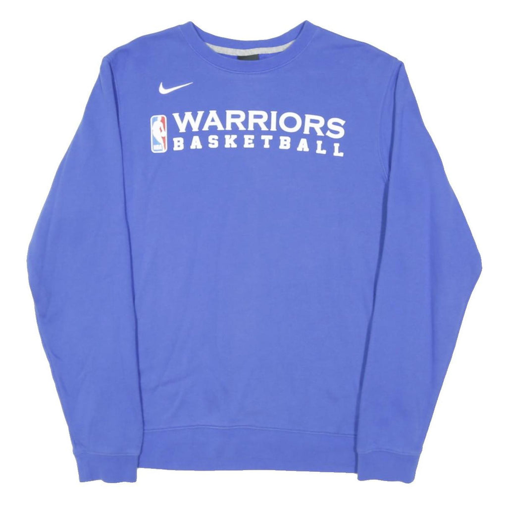 NIKE Mens Blue Warriors Basketball Crew Neck M Sweatshirt Cotton Blend NBA