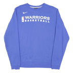NIKE Mens Blue Warriors Basketball Crew Neck M Sweatshirt Cotton Blend NBA