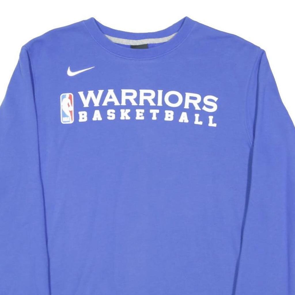 NIKE Mens Blue Warriors Basketball Crew Neck M Sweatshirt Cotton Blend NBA