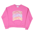 CHAMPION Womens Pink Crew Neck S Cotton Blend Sweatshirt Casual Pullover