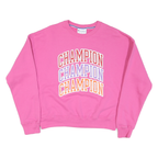 CHAMPION Womens Pink Crew Neck S Cotton Blend Sweatshirt Casual Pullover