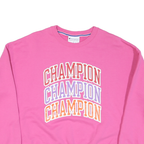 CHAMPION Womens Pink Crew Neck S Cotton Blend Sweatshirt Casual Pullover