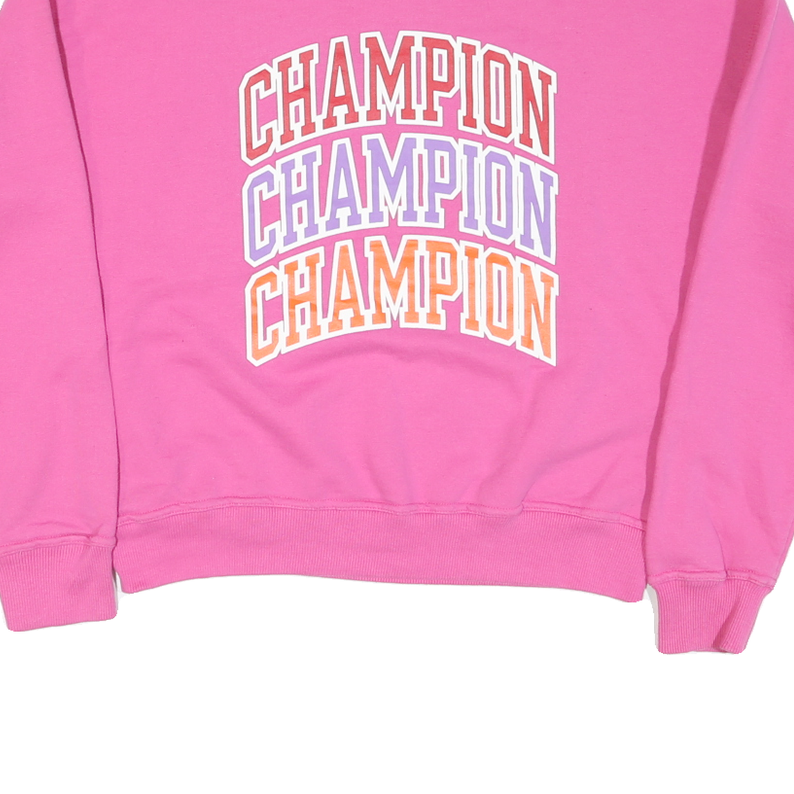 CHAMPION Womens Pink Crew Neck S Cotton Blend Sweatshirt Casual Pullover