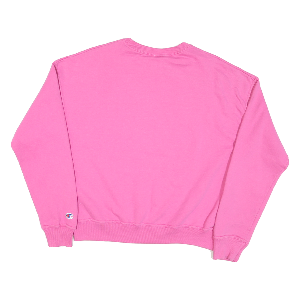 CHAMPION Womens Pink Crew Neck S Cotton Blend Sweatshirt Casual Pullover