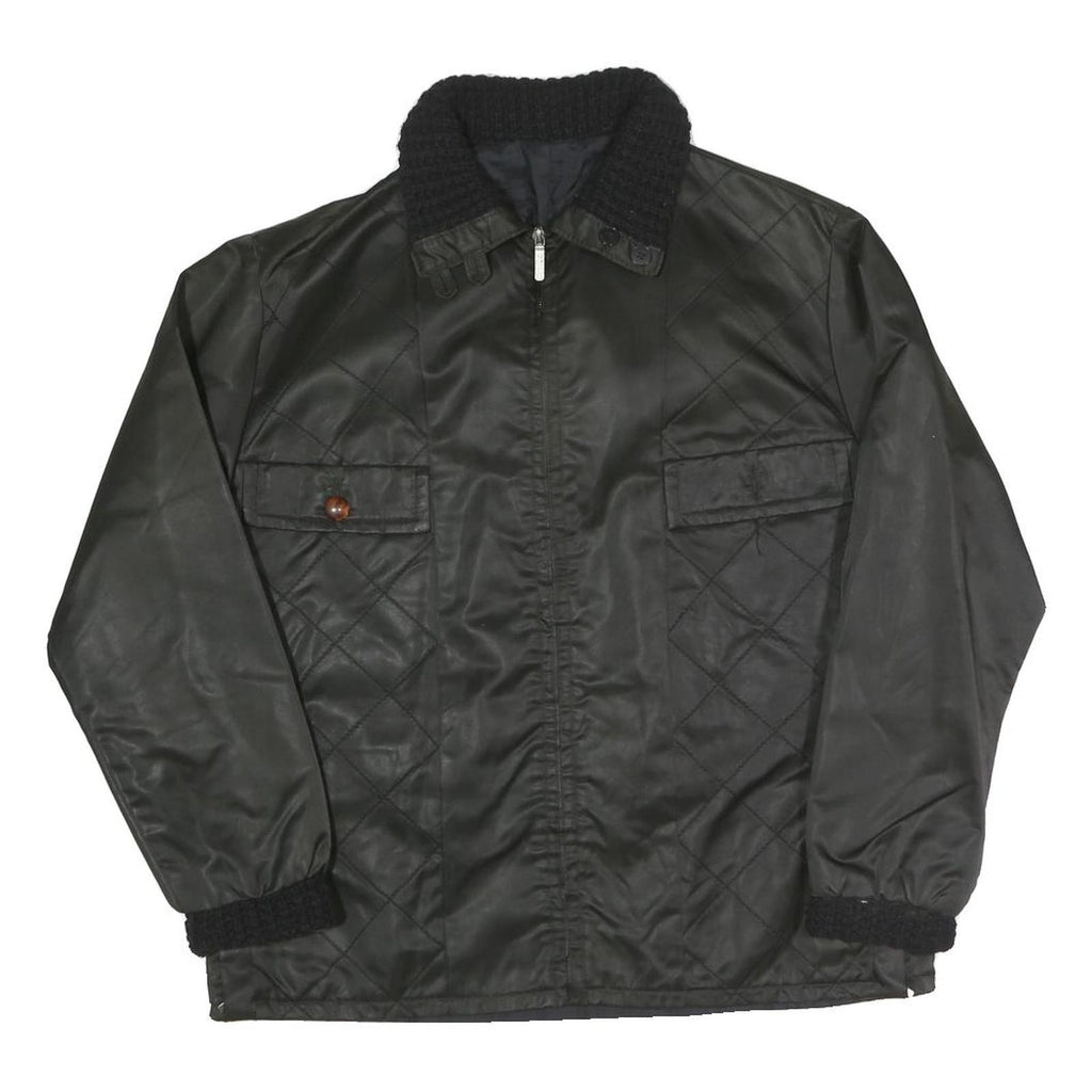 CROYDOR Mens Black Quilted Zip Jacket S Polyester Blend Classic Winter Outerwear