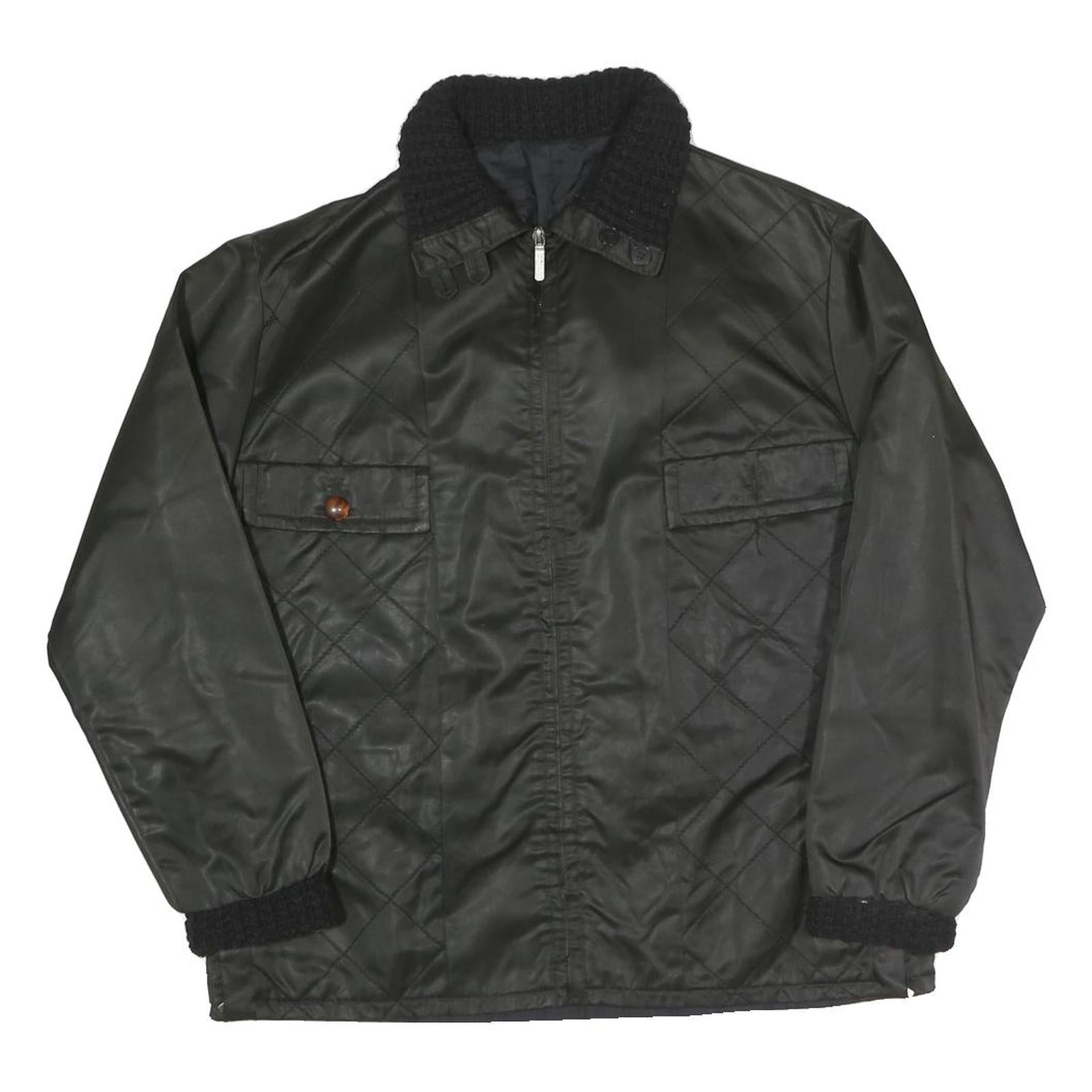 CROYDOR Mens Black Quilted Zip Jacket S Polyester Blend Classic Winter Outerwear