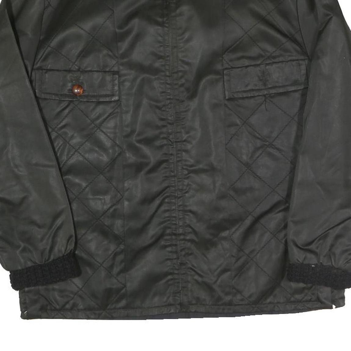 CROYDOR Mens Black Quilted Zip Jacket S Polyester Blend Classic Winter Outerwear