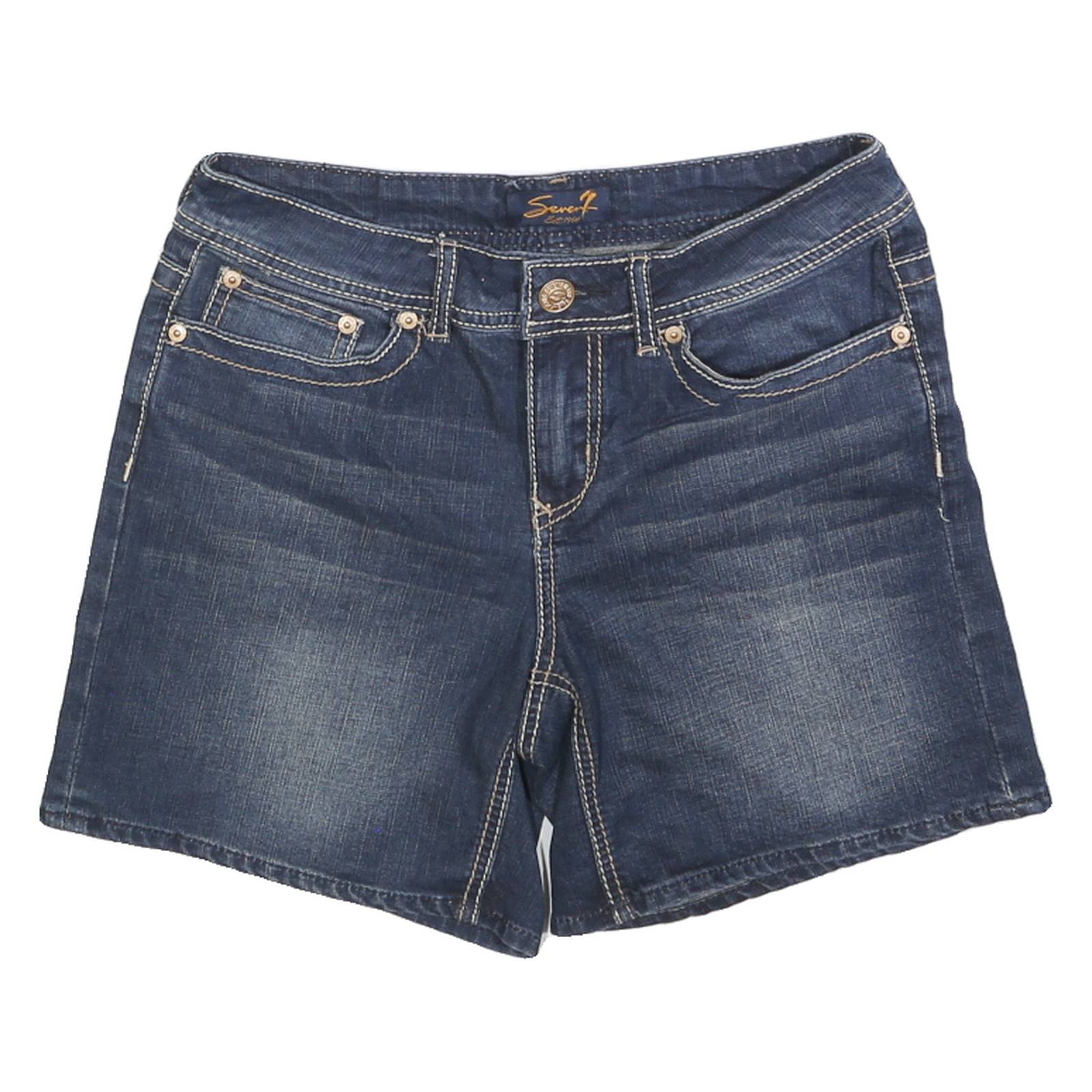 7 FOR ALL MANKIND Womens Denim Blue Shorts S W28 Casual Cotton Summer
