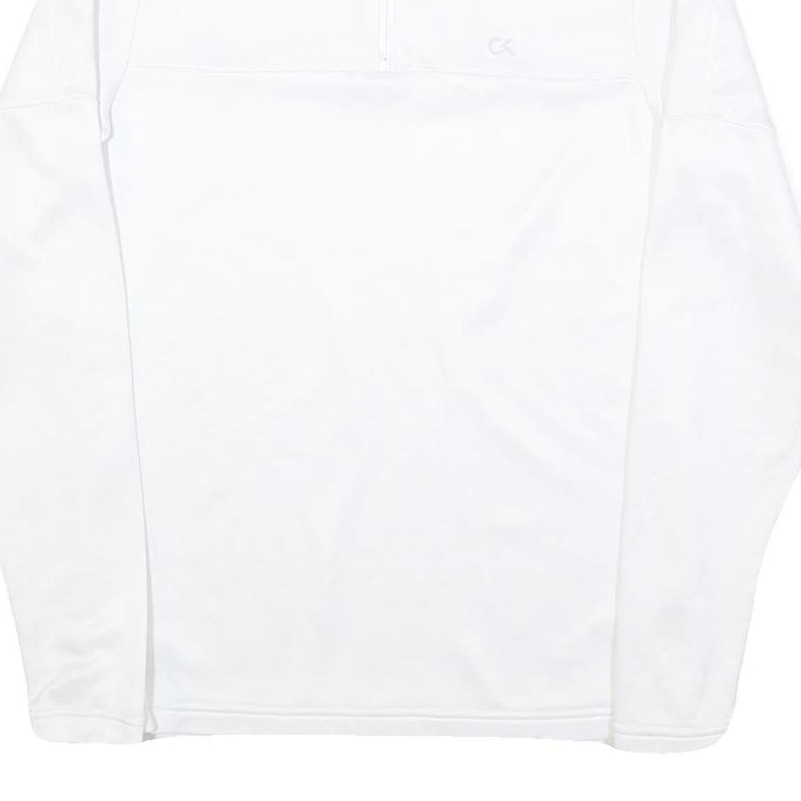 CALVIN KLEIN Mens White 1/4 Zip Sweatshirt S Polyester Blend Pullover