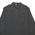 POLO RALPH LAUREN Mens Grey Long Sleeve Plain M Cotton Polo Shirt Classic Fit