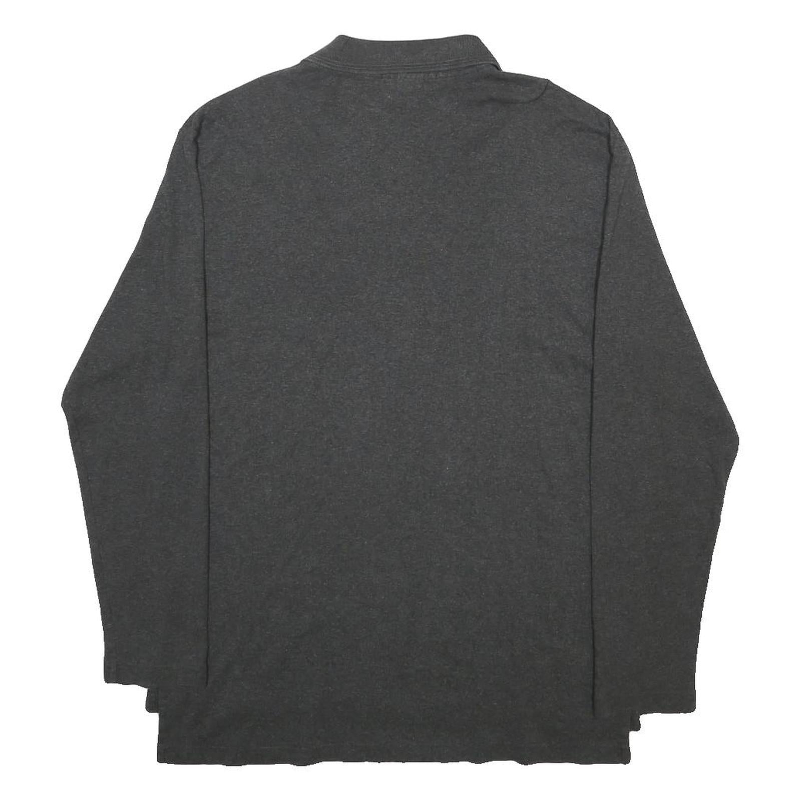 POLO RALPH LAUREN Mens Grey Long Sleeve Plain M Cotton Polo Shirt Classic Fit
