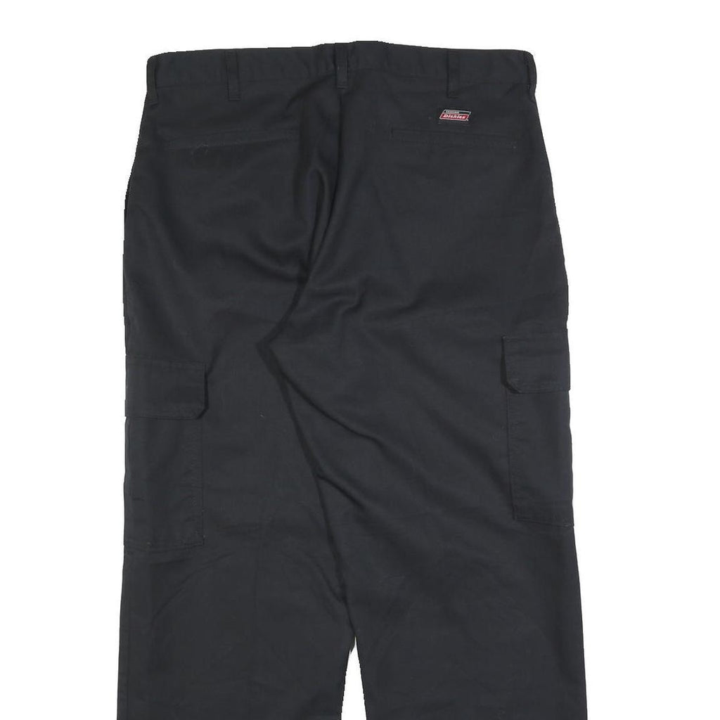 DICKIES Mens Black Cotton Blend Relaxed Straight Trousers W36 L30 Workwear Cargo