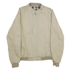 Mens Beige Bomber Jacket M Polyester Blend Plain Zip Closure Casual Outerwear