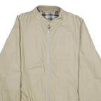 Mens Beige Bomber Jacket M Polyester Blend Plain Zip Closure Casual Outerwear