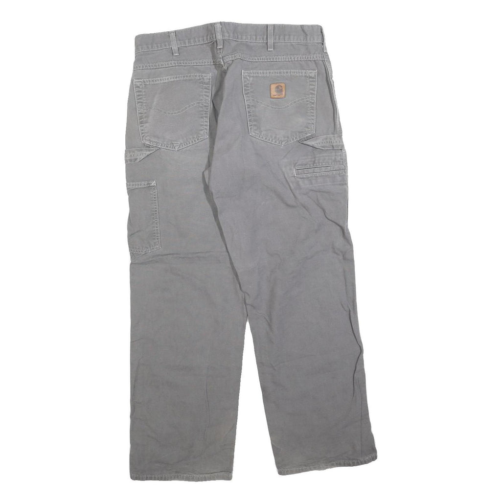 CARHARTT Mens Cotton Blend Loose Grey Trousers W34 L30 Workwear Utility Zip