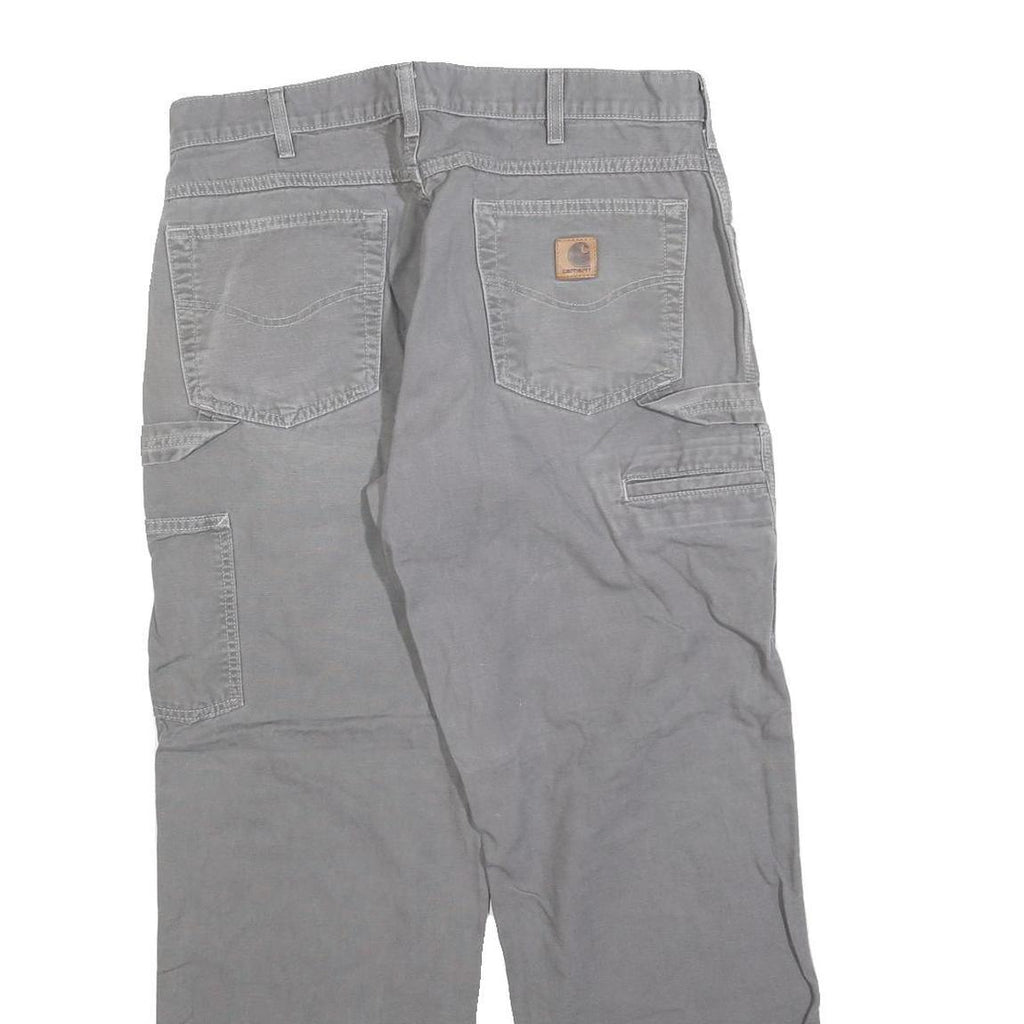 CARHARTT Mens Cotton Blend Loose Grey Trousers W34 L30 Workwear Utility Zip