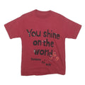 Womens Red Graphic T-Shirt S Short Sleeve Crew Neck Stars Shine
