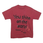 Womens Red Graphic T-Shirt S Short Sleeve Crew Neck Stars Shine