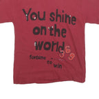 Womens Red Graphic T-Shirt S Short Sleeve Crew Neck Stars Shine