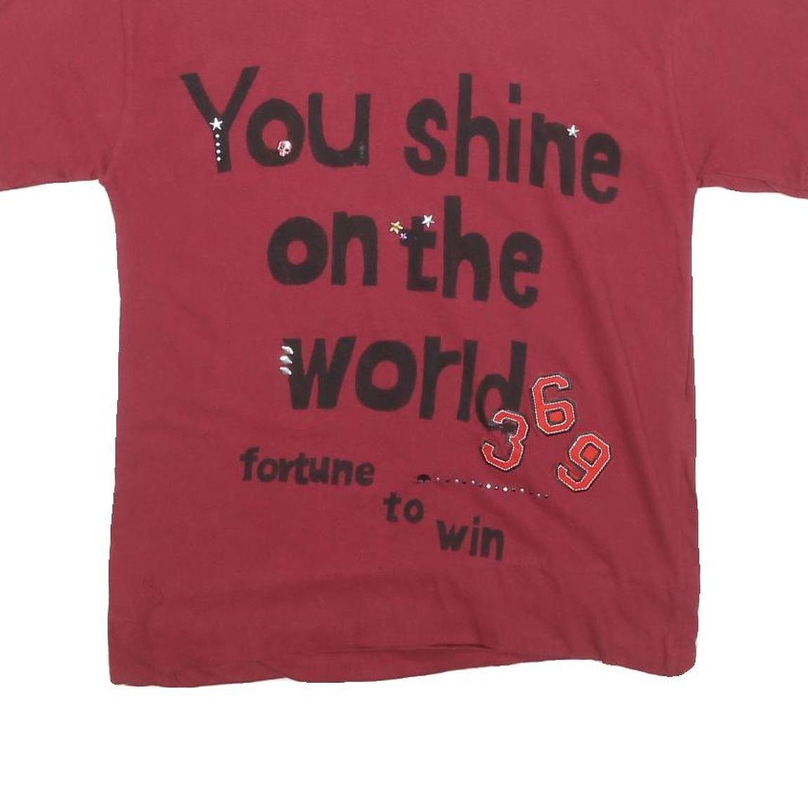 Womens Red Graphic T-Shirt S Short Sleeve Crew Neck Stars Shine