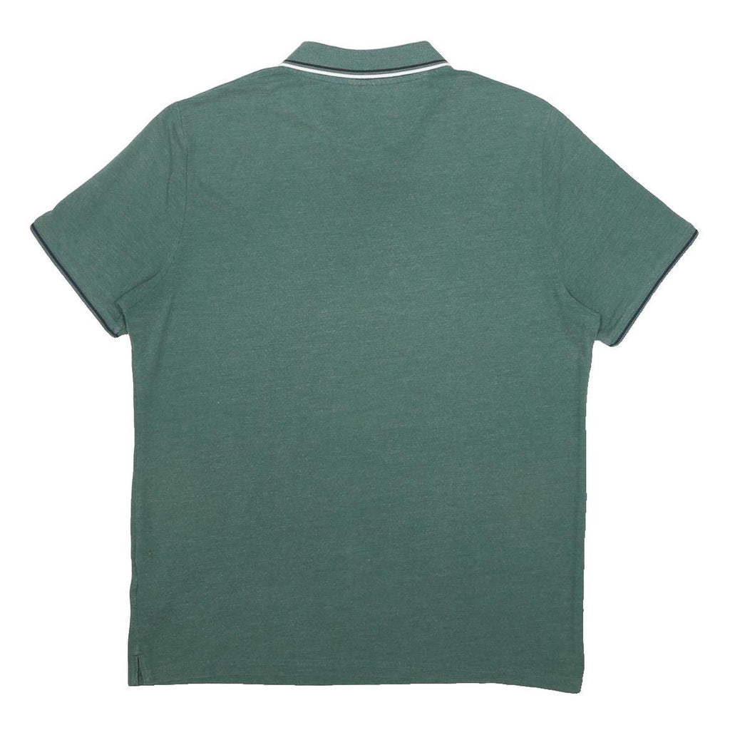 CHAMPION Mens Green Polo Shirt XL Cotton Blend Basic Short Sleeve Classic