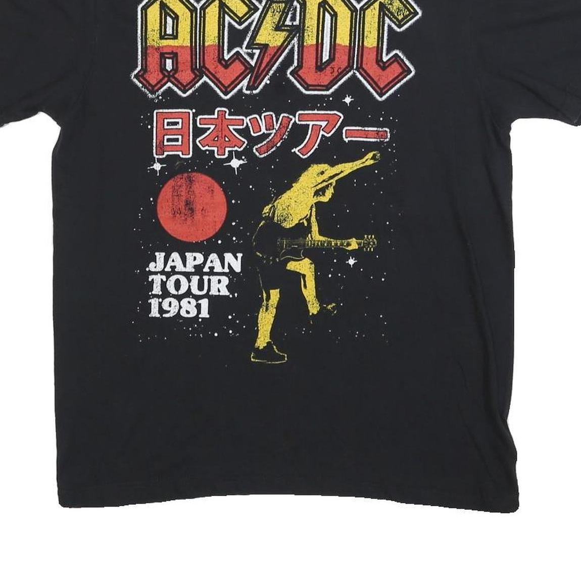 ACDC Mens Black Japan Tour Vintage Graphic T-Shirt M Short Sleeve Crew Neck Band