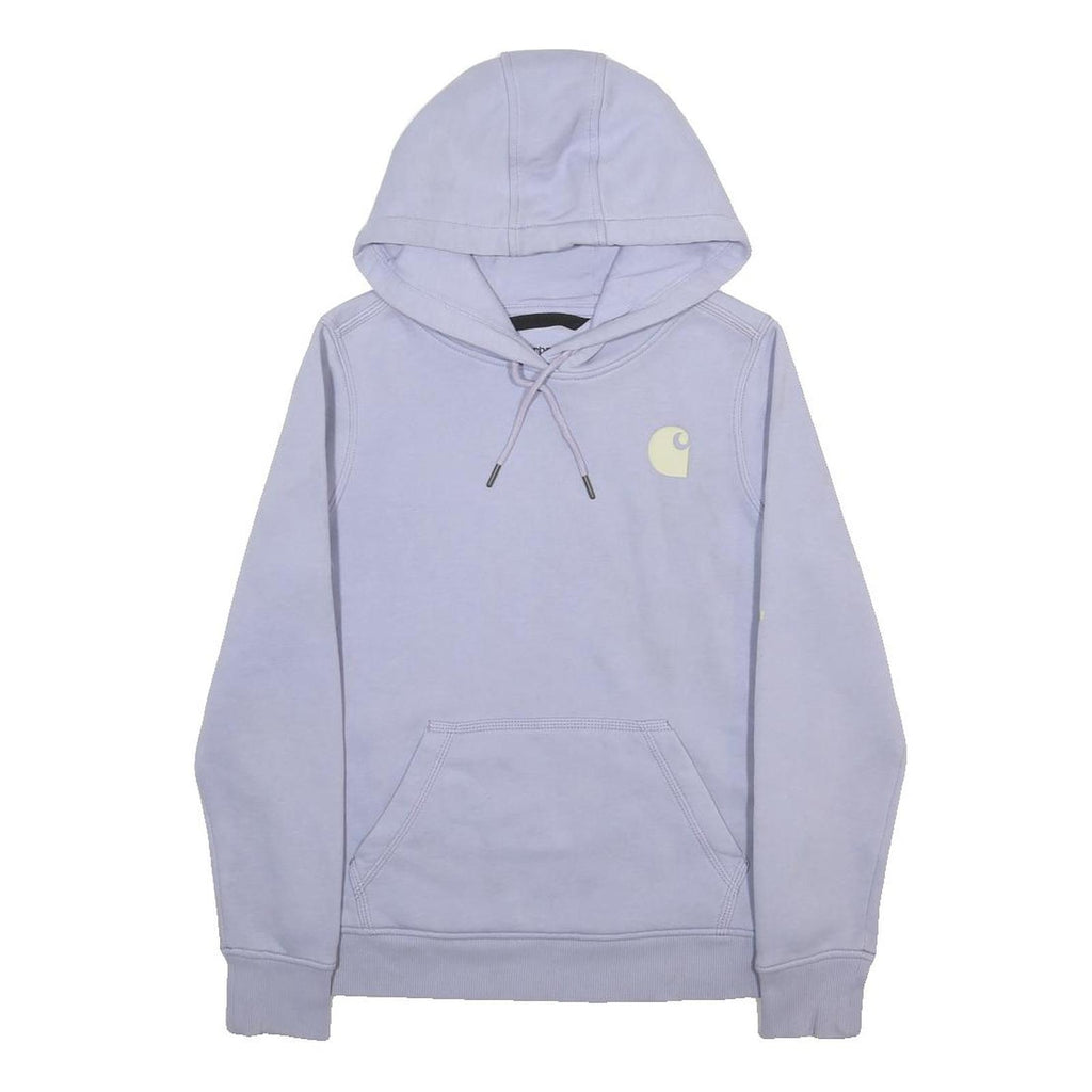 CARHARTT Womens Lilac Hoodie XS Printed Logo Sleeve Casual Pullover Sweatshirt