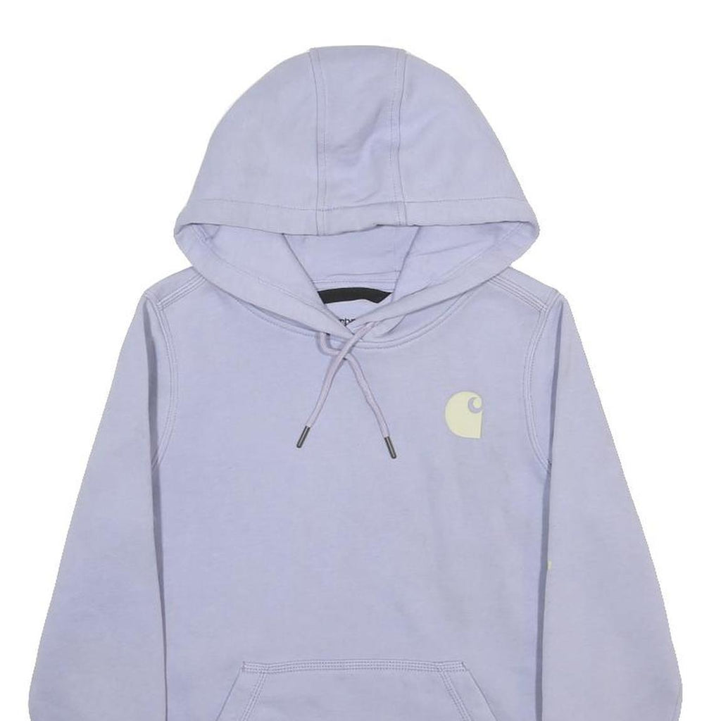 CARHARTT Womens Lilac Hoodie XS Printed Logo Sleeve Casual Pullover Sweatshirt