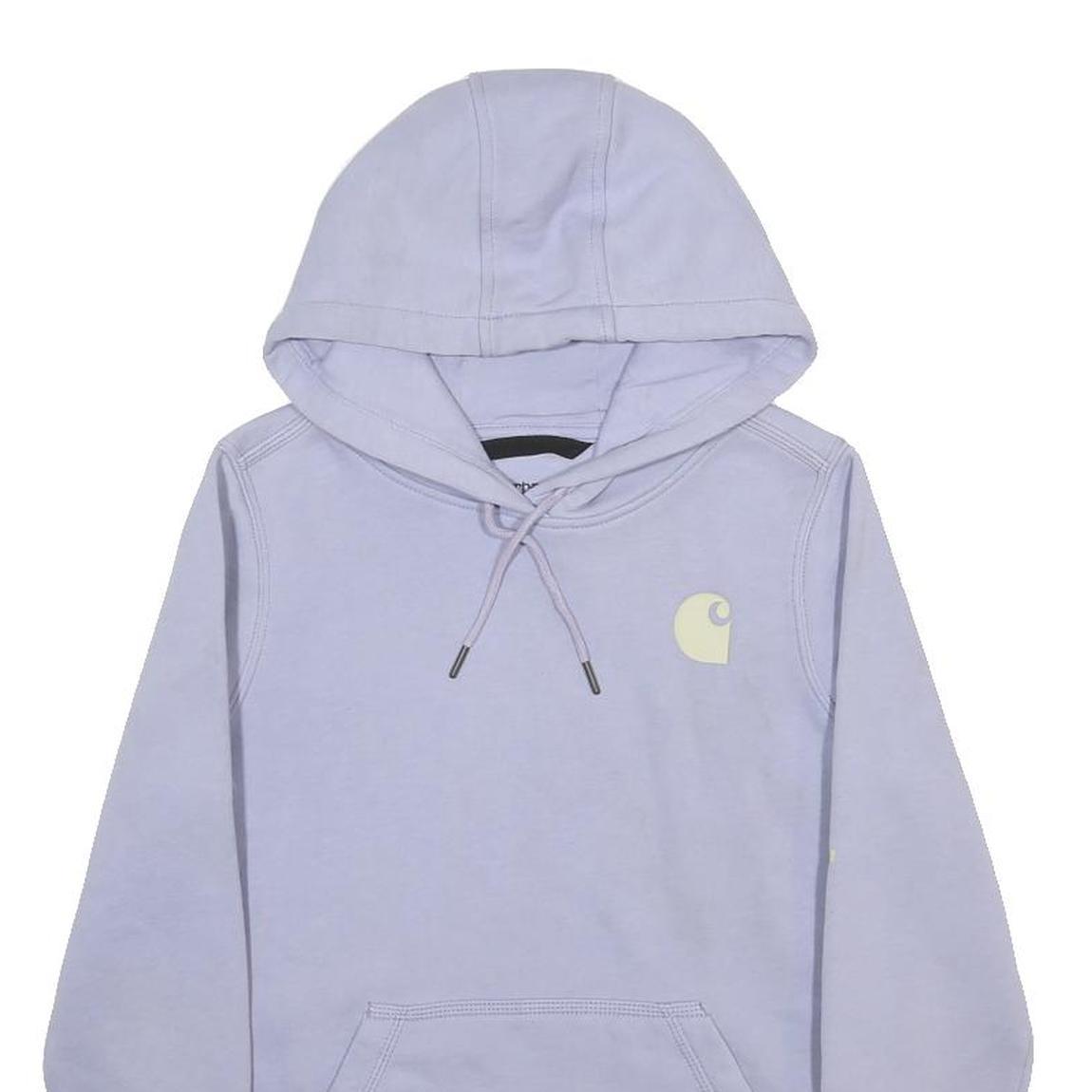 CARHARTT Womens Lilac Hoodie XS Printed Logo Sleeve Casual Pullover Sweatshirt